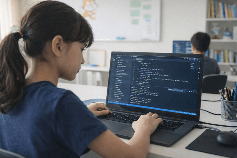 女の子がコーディングしているイメージ